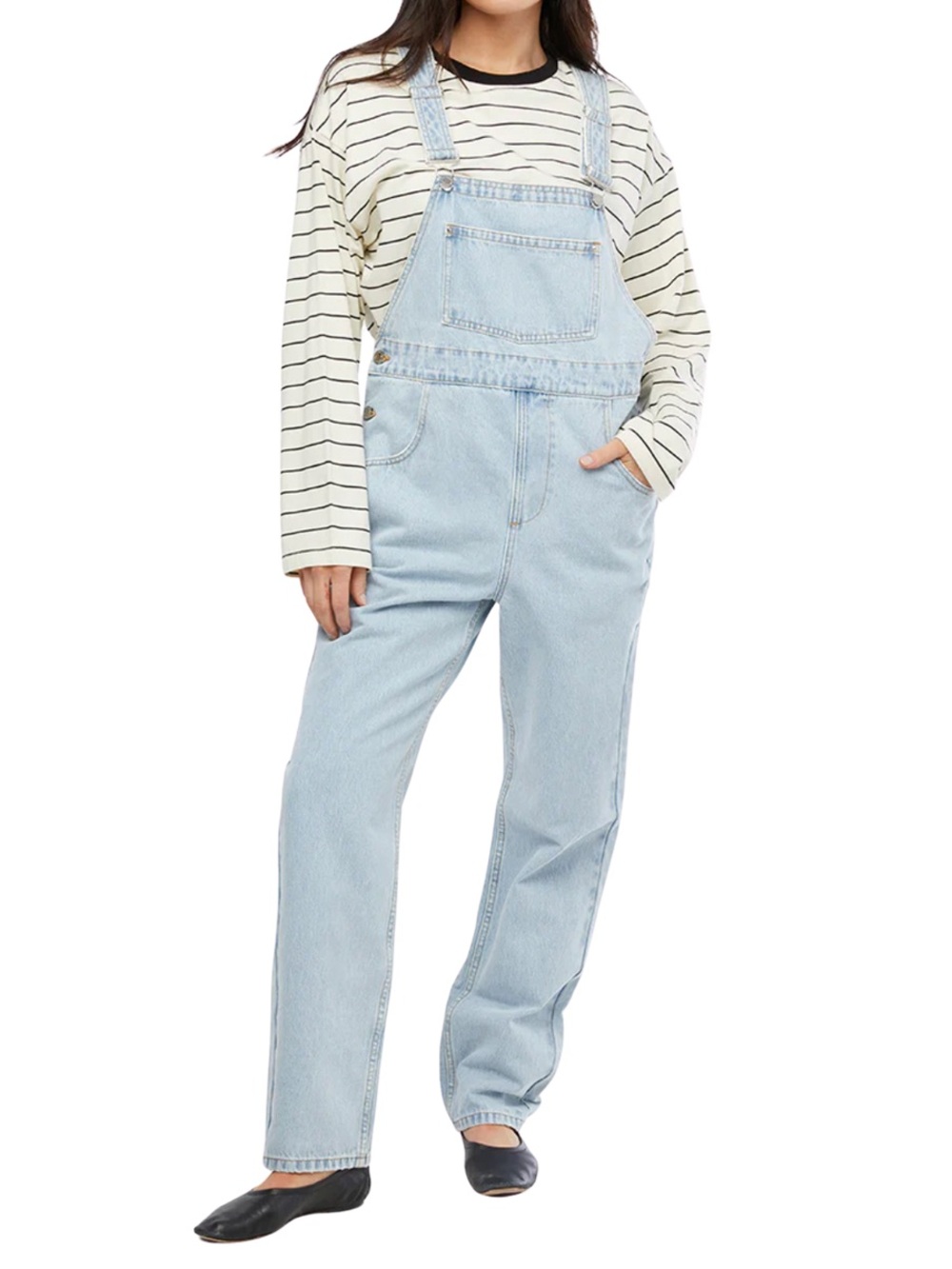 WEWOREWHAT Women's Squareneck Denim Overalls In Light Wash NWT 
XSmall MSRP $199